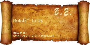 Bekő Erik névjegykártya